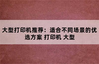 大型打印机推荐：适合不同场景的优选方案 打印机 大型